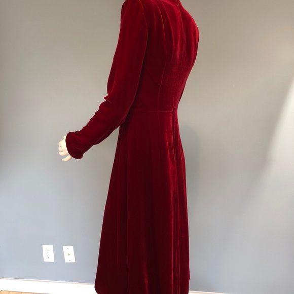 NWT Akris Punto Red Velvet V-Neck Midi Dress Sz 2 - Picture 13 of 16